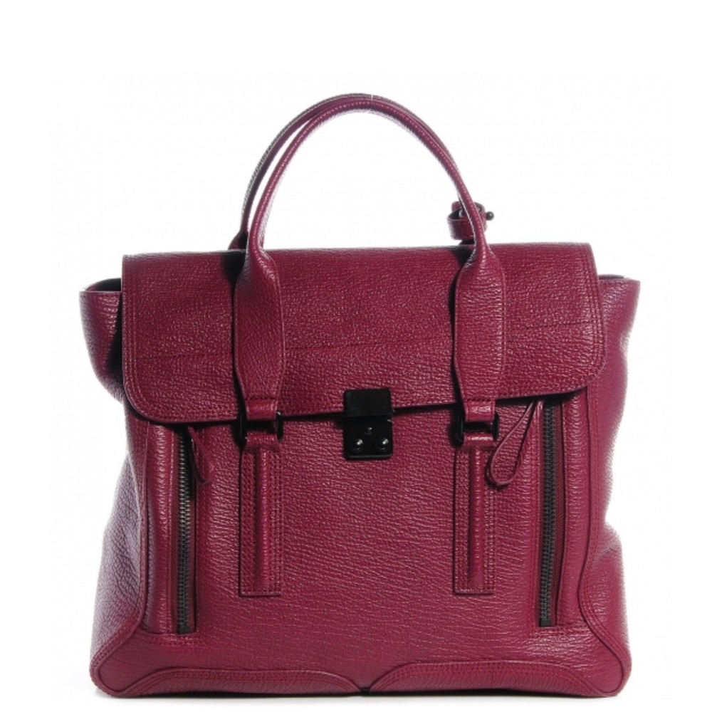 3.1 Phillip LimTextured Calfskin Large Pashli Satchel Burgundy Color